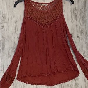 Long sleeve cold shoulder blouse